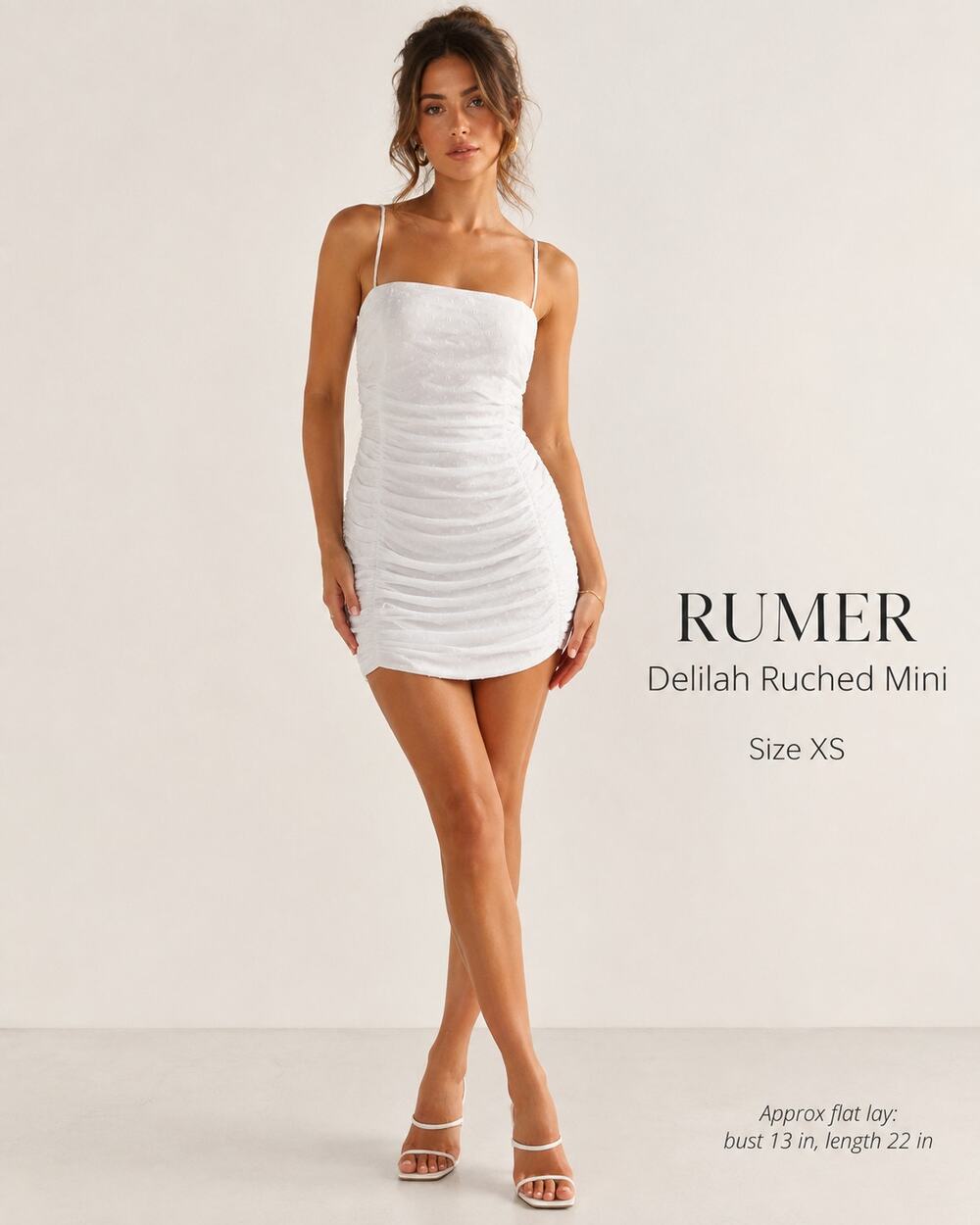 RUMER Delilah Ruched Mini Dress XS White Swiss Dot NWT Bridal Cocktail
